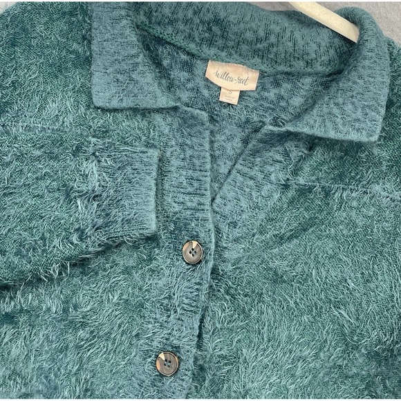willow & root Sweaters - Willow‎ & Root Women's Crop Button Up Sweater Sz Small L/S Collared Fuzzy Thick